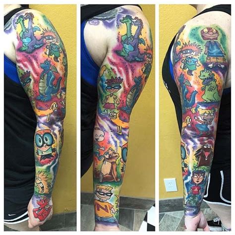 cartoon tattoo sleeve|90s cartoon tattoo ideas.